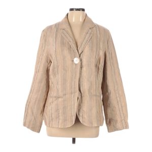J. Jill Linen Blend‎ Blazer Size L Striped Suit Jacket Lined Spring